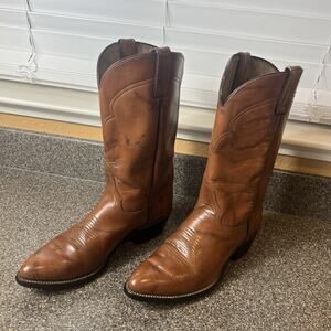 Vintage Rancher Mens Chestnut Brown Cowboy Western Boots Size 9.5 D Pointed Toes